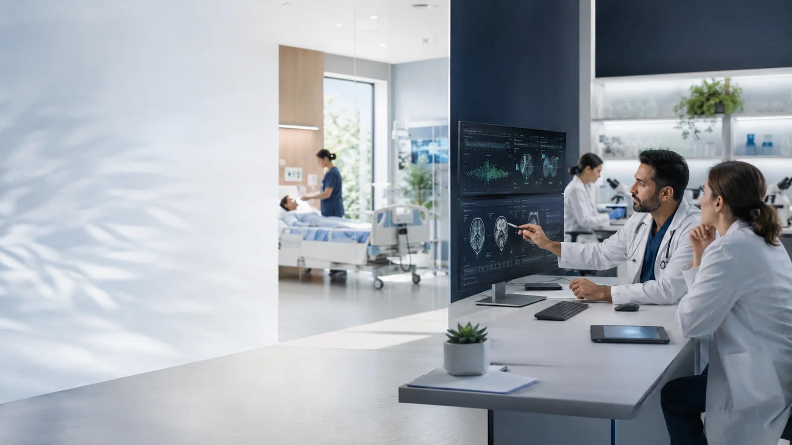 Clinical team using a governed AI workflow review