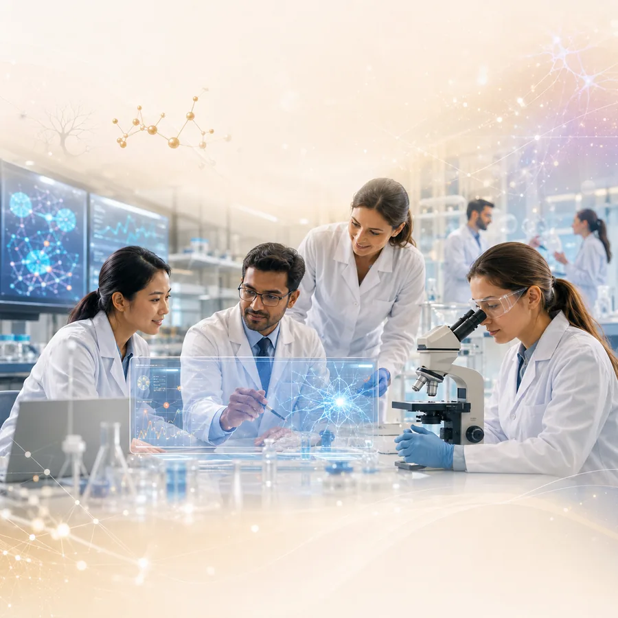 Research team using source-grounded AI discovery workflows